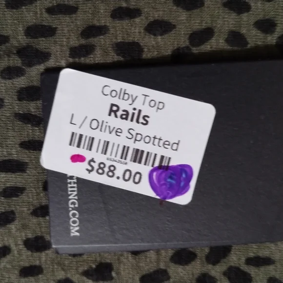 Rails Olive Spotted Long Sleeve Top Large - Picture 3 of 5